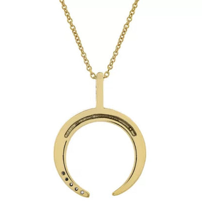 0.10 CT. T.W. Moon Double Horn Pendant Necklace in 14K Yellow Gold