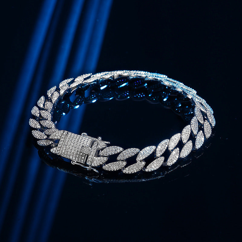 Cuban Bracelet Men'S Sterling Silver with Diamonds