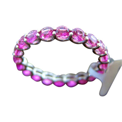 ROUND SHAPE PINK SAPPHIRE ETERNITY BAND COMMON PRONG SET