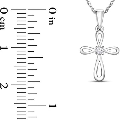 0.02 CT. T.W. Diamond Cross Pendant in 14K Gold