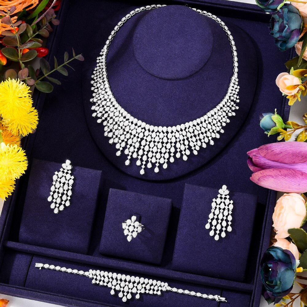 Original Luxury Necklace Bangle Earrings Ring Jewelry Sets for Women Wedding Rus
