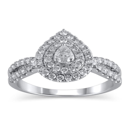 1 Carat T.W. (I2 Clarity, H-I Color) Brilliance Fine Jewelry Pear Cut Diamond En