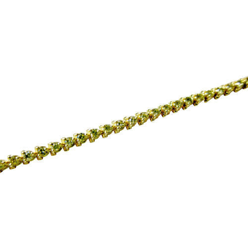 2.90 CT DIAMOND FANCY YELLOW ROUND BRILLIANT THREE PRONG SET BRACELET 14 K GOLD