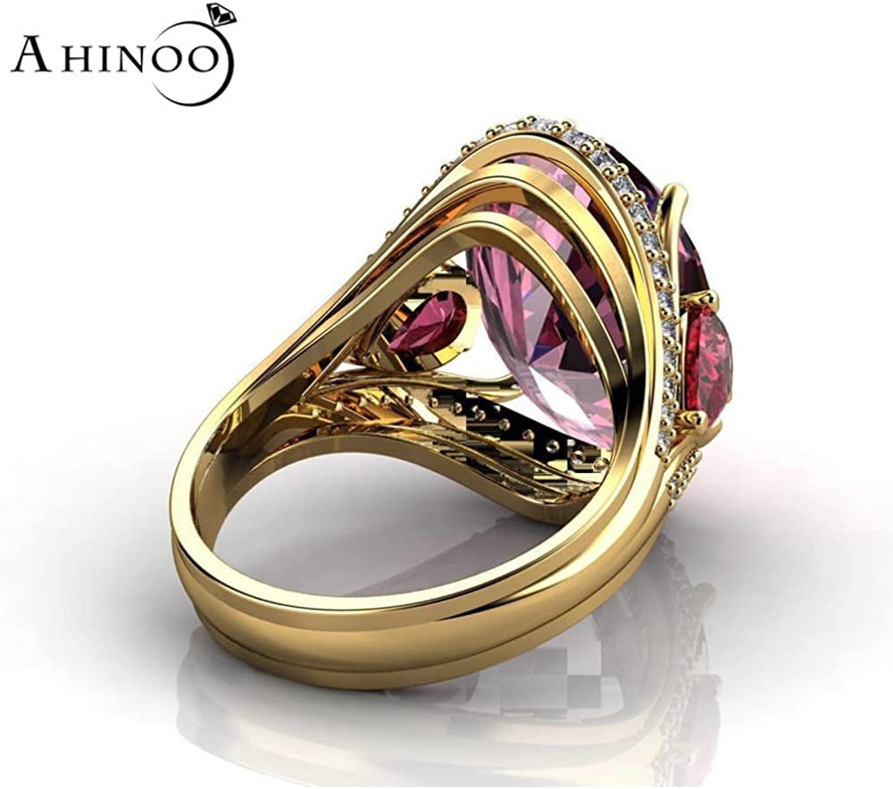 Vintage 925 Sterling Silver Ruby Ring Cocktail Rings Oval Cut Red Gem Cubic Zirc