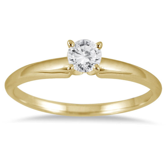 Women'S 1/4 Carat round Diamond Solitaire Ring in 14K Yellow Gold (J-K-L Color,