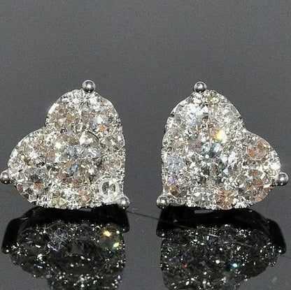 Exquisite Fashion Crystal Full Diamond Stud Earrings Love Heart Shape Cut Ear St