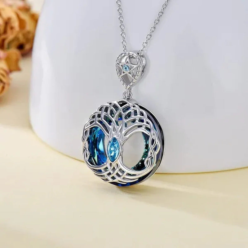 European and American Fashion Women Celtic Life Tree Crystal Pendant Necklace 92