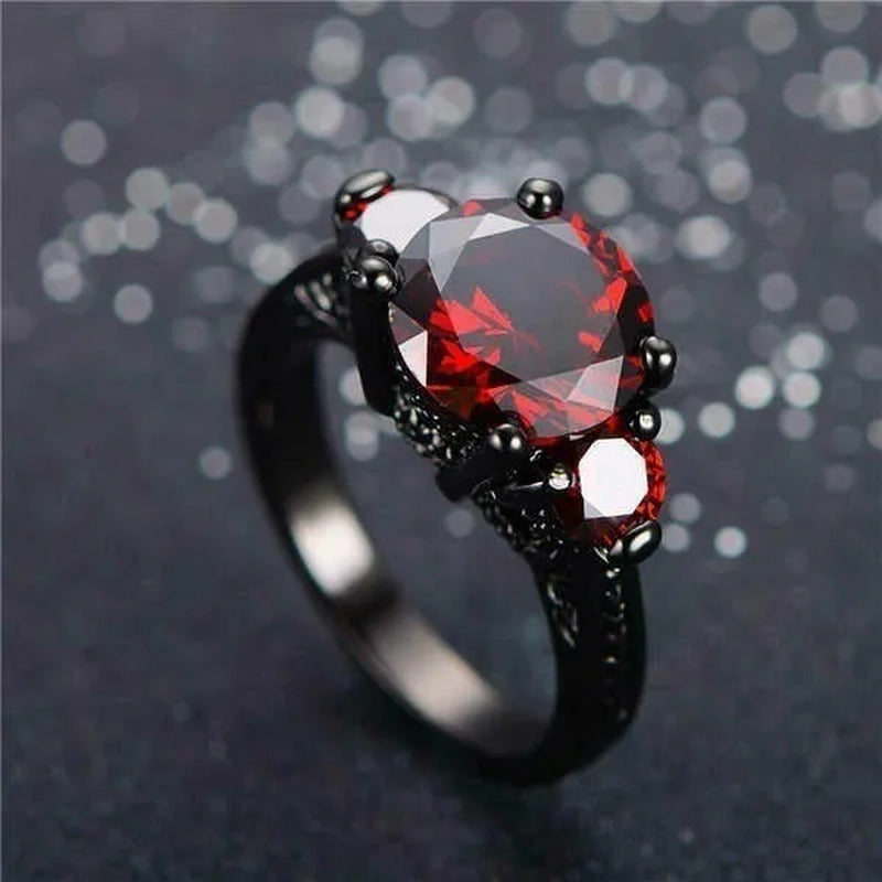 Fashion Jewelry Red Ruby Garnet CZ Wedding Ring for Women Size 5/6/7/8/9/10