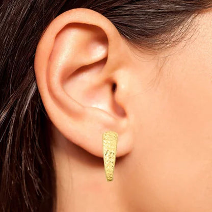 Sparkle Diamond Cut Huggie Earrings in 14K Yellow Gold