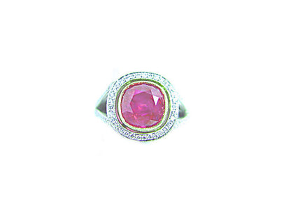 RUBY CUSHION SHAPE 8.90X 8.78X 5.48MM DIAMOND RING