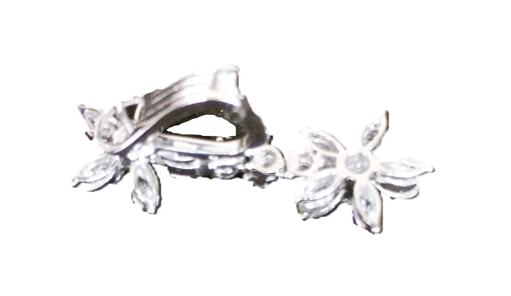 20 MARQUISE SHAPE DIAMOND 10 ROUND BR SHAPE DIAMOND FLUERETTE EARRING