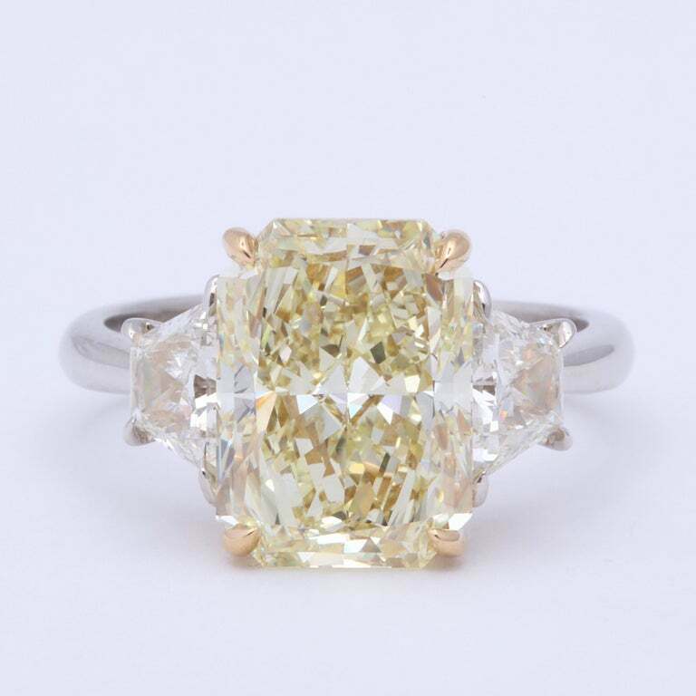 5 Carat Radiant Cut Yellow Diamond Ring GIA Certified