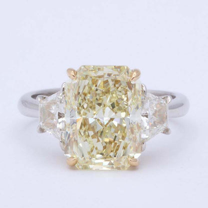 5 Carat Radiant Cut Yellow Diamond Ring GIA Certified