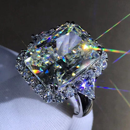100% 925 Sterling Silver Radiant Cut 10CT VVS1 D Color Created Moissanite Weddin