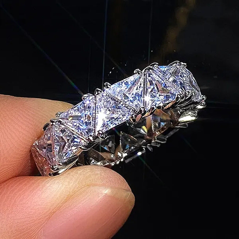2.0Ct Triangle Cut Diamonds Eternity Band 925 Sterling Silver Engagement Bridal
