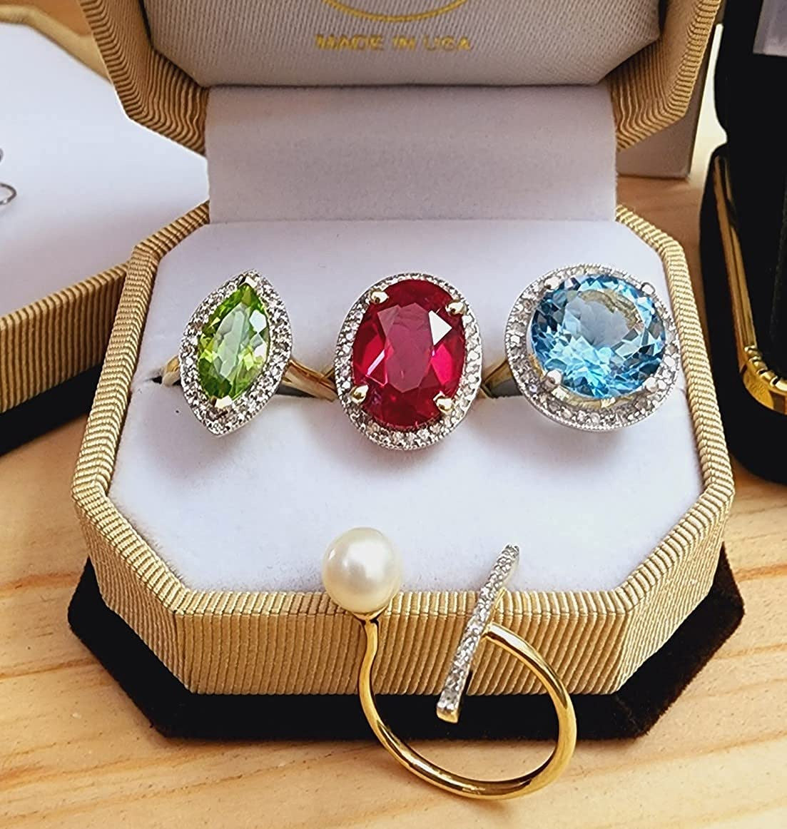 Galaxy Gold GG 7.93 Ct 14K Solid Gold Ring Oval-Shaped Ruby Diamonds
