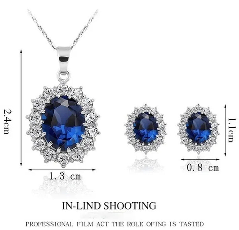 Fashion Silver Filled Blue Sapphire Crystal Christmas Jewelry Sets Snowflake Nec
