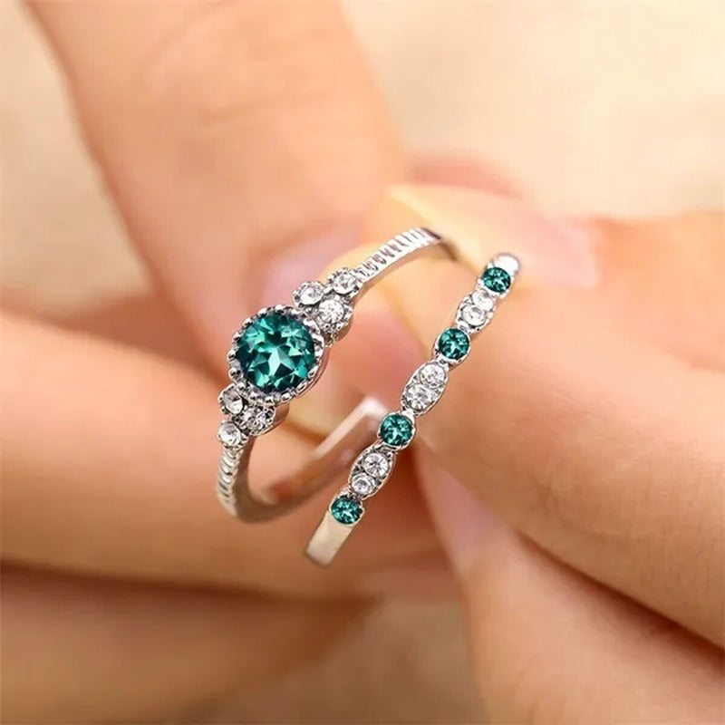 2Pcs/Set Classic 925 Sterling Silver round Cut Gemstones Sapphire Birthstone Bri