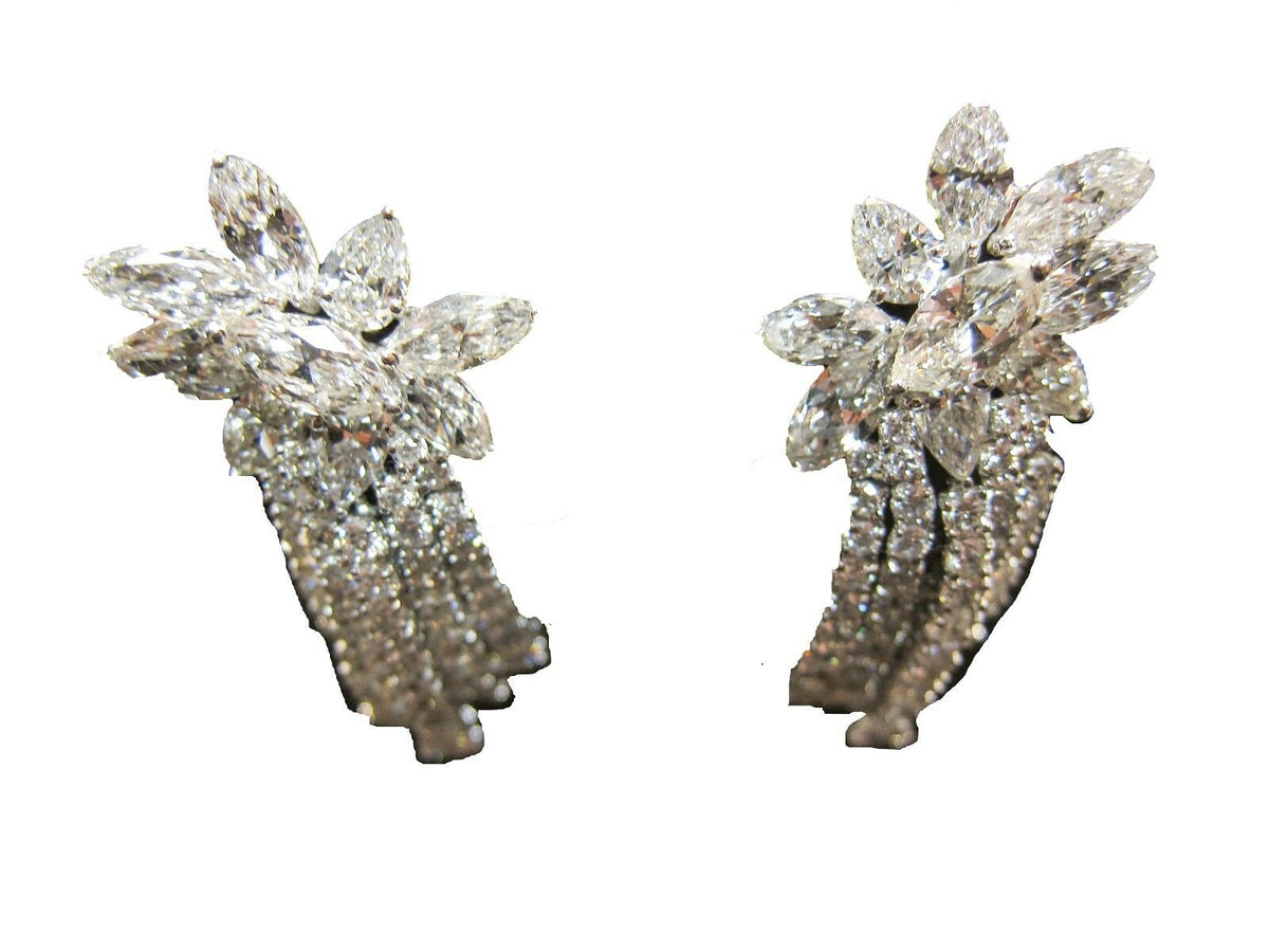 DIAMOND EARRING SET ROUND MARQUISE PEAR SHAPE BIG STONE DANGLE EARRING