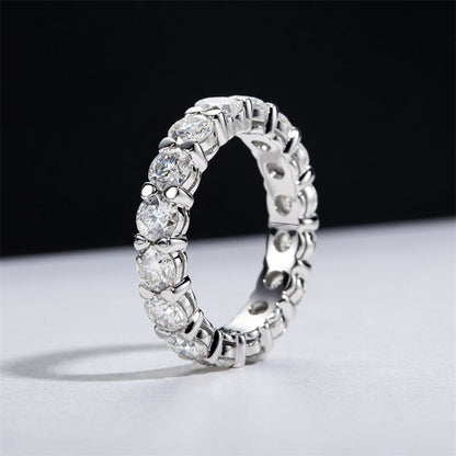4Mm D Color Moissanite Diamond Eternity Wedding Ring 925 Silver Engagement Band
