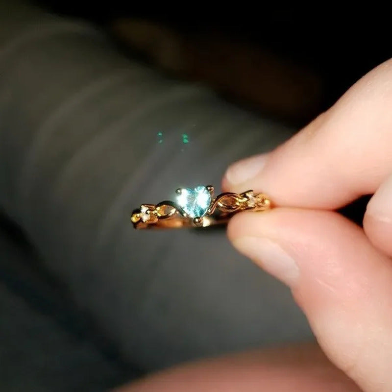 Women Cute Crystal Heart Rings Infinity Ring with Heart Birthstone in Rose Gold