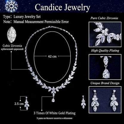 CANDICE Luxury Marquise Cubic Zirconia Diamond Pave Bridal Big Flower Pendant Ne