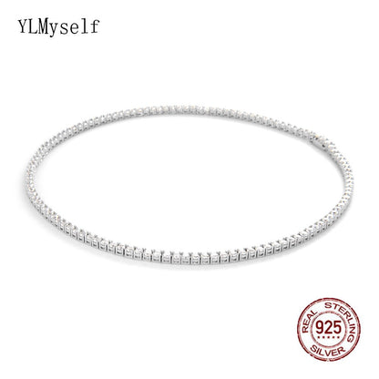 16-24 Inch 100% Guarante Real 925 Sterling Silver Pave 2Mm/3Mm/4Mm Sparkly