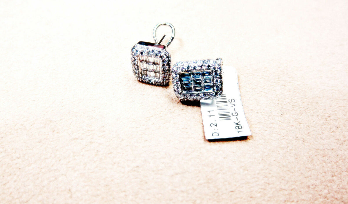 diamond earring straight baguette invisible set round diamond earring