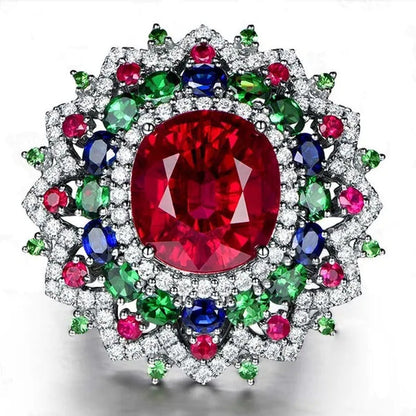 Luxurious 925 Silver Natural Gemstones Ruby and Emerald and Sapphire White Sapph