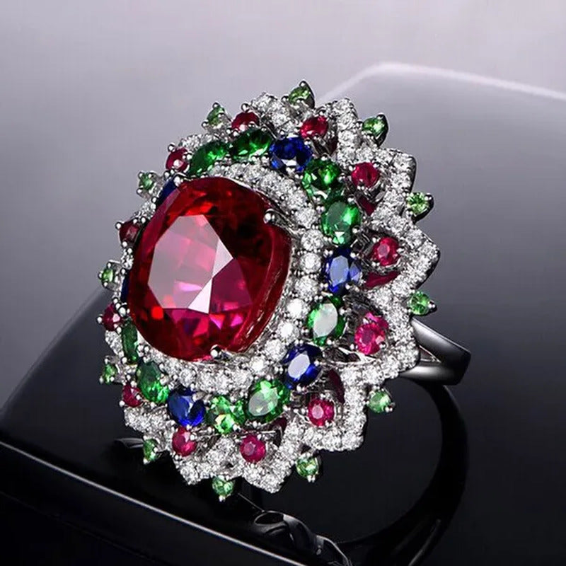 Luxurious 925 Silver Natural Gemstones Ruby and Emerald and Sapphire White Sapph