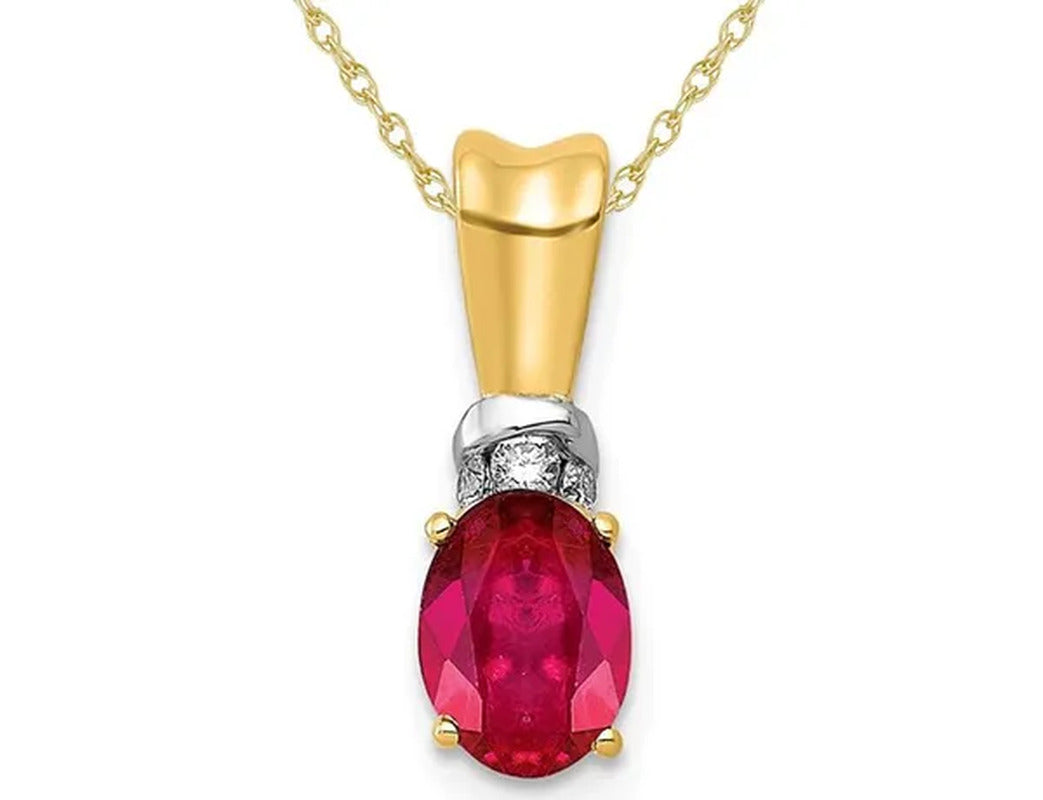 2/3 Carat (Ctw) Natural Ruby Solitaire Pendant Necklace in 14K Yellow Gold with