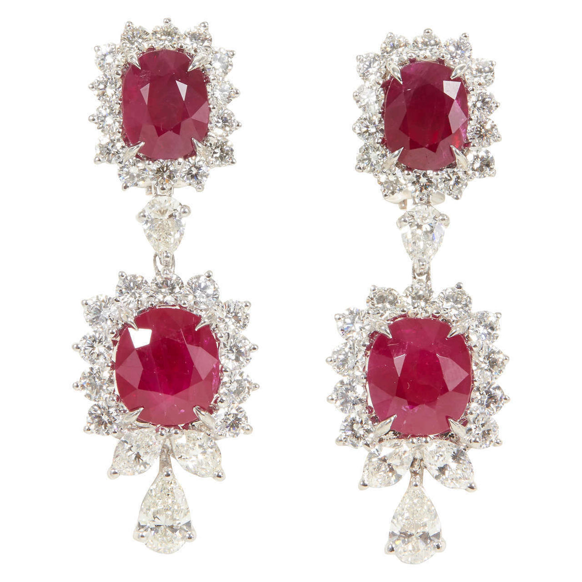 CERTIFIED NATURAL 4 CUSHION SHAPE RUBY SET DIAMOND 4 PEAR SHAPE 4 MARQUISE SHAPE