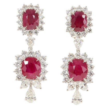CERTIFIED NATURAL 4 CUSHION SHAPE RUBY SET DIAMOND 4 PEAR SHAPE 4 MARQUISE SHAPE