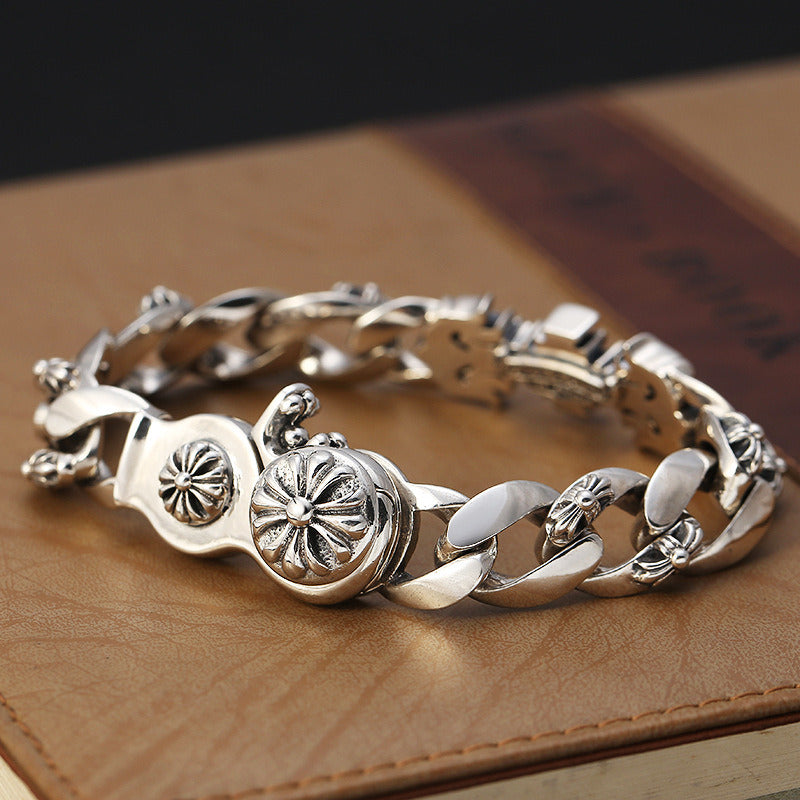 Sterling Silver Creative Flame Cross Bracelet