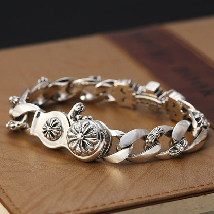 Sterling Silver Creative Flame Cross Bracelet