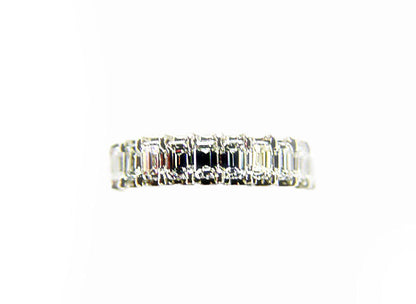 DIAMOND EMERALD SHAPE 25 STONE SET U BASKET ETERNITY DIAMOND BAND ANNIVERSARY
