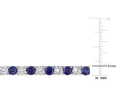 47 Carat (Ctw) Lab-Created Blue and White Sapphire Bracelet Necklace Set in Ster