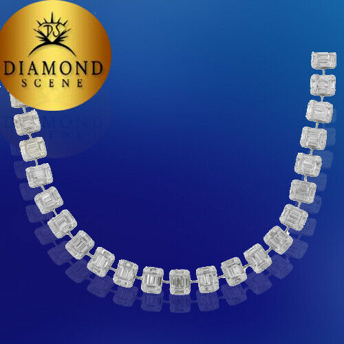 Emerald Cut Diamond Necklace Illusion Set