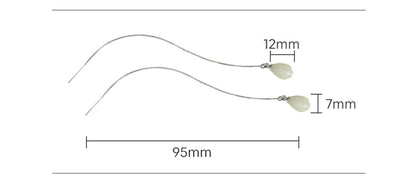 S925 Sterling White Fungus Line Female Hetian Jade Retro Style Earrings Lotus Fl