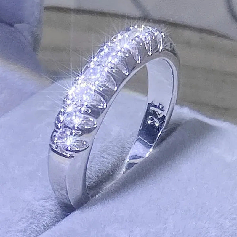 Luxury Silver /18K Gold Ring 925 Sterling Silver Womens Ring White Sapphire Wedd