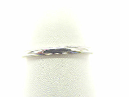 14 K WHITE GOLD POLISHED BEADED WEDDING BAND