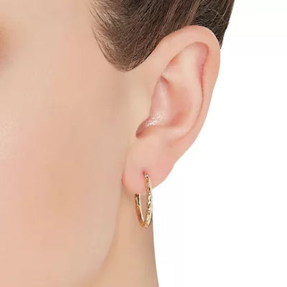 14K Yellow Gold Diamond-Cut Hoop Set