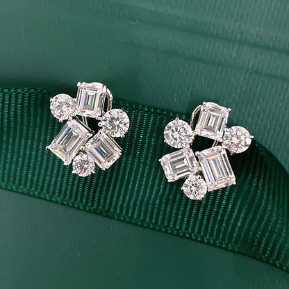 Women'S High Carbon Diamond Emerald Earrings 925 Sterling Silver