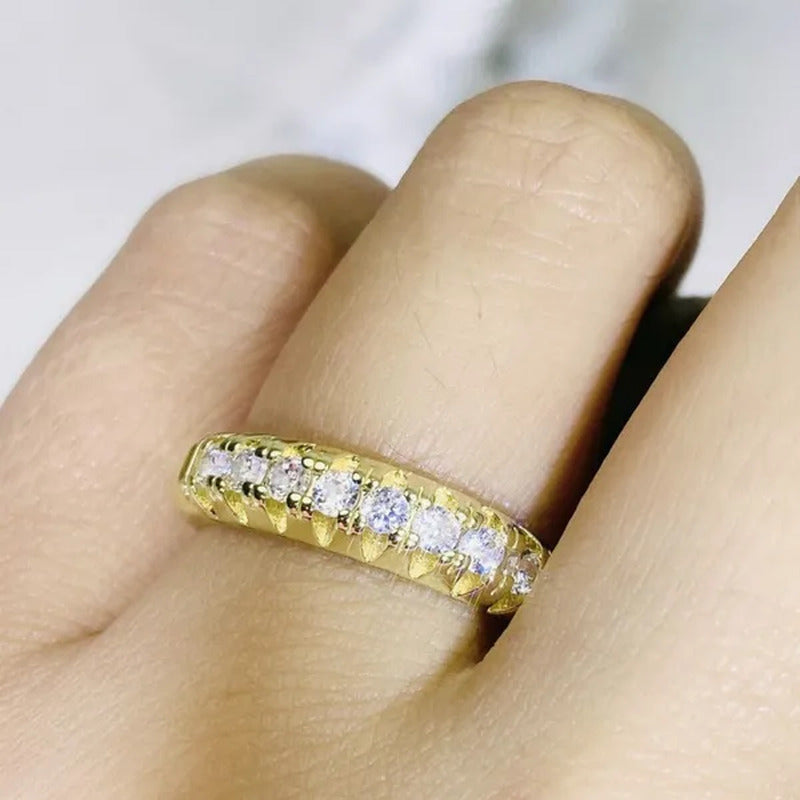 Luxury Silver /18K Gold Ring 925 Sterling Silver Womens Ring White Sapphire Wedd