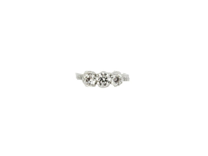 1.20 CT TOTAL DIAMOND OVAL 3 STONE 2 ROUND BR SHAPE 8 STONE ENGAGEMENT RING 18 K