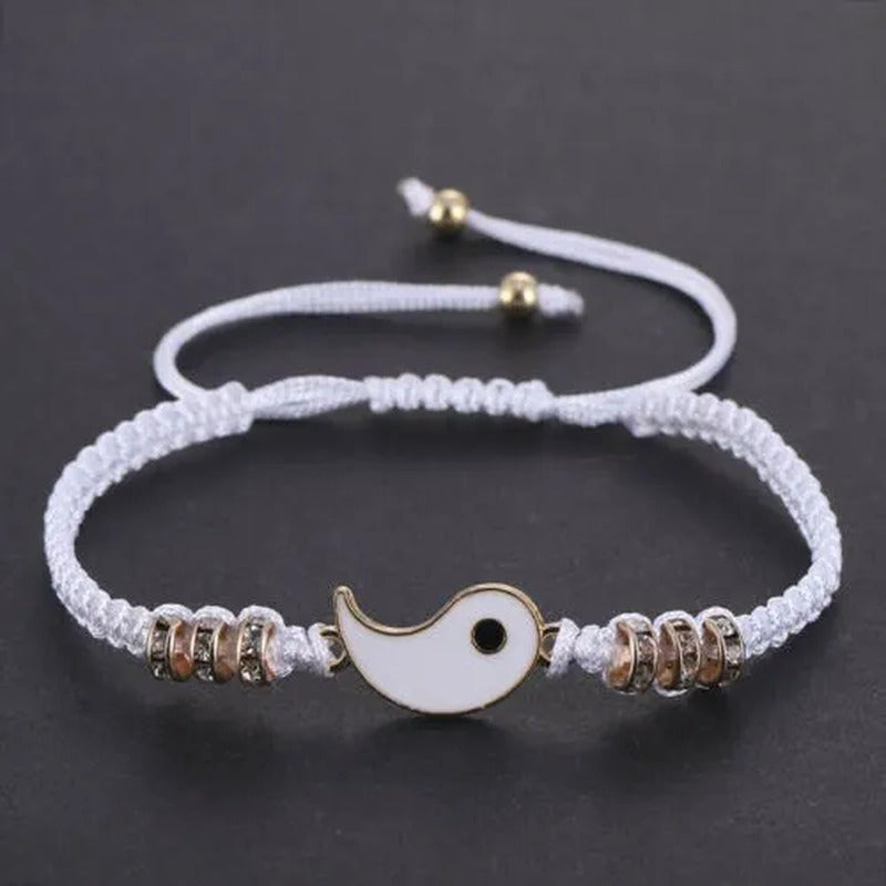 2Pcs New Best Friend Bracelets for 2 Matching Yin Yang Adjustable Cord Bracelet