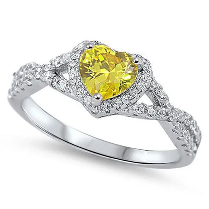 Sterling Silver .925 Women'S Diamond Cubic Zirconia CZ Infinity Heart Halo Band