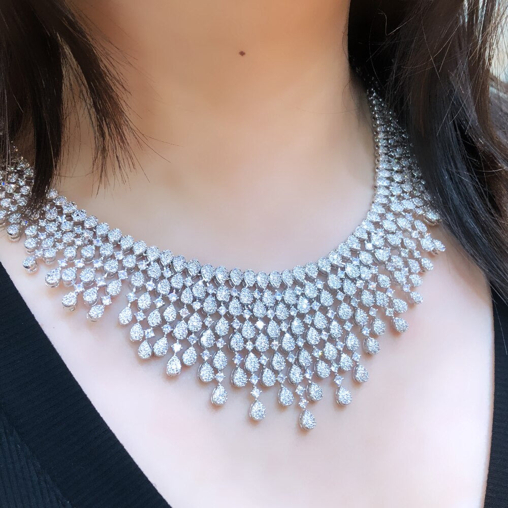 Original Luxury Necklace Bangle Earrings Ring Jewelry Sets for Women Wedding Rus