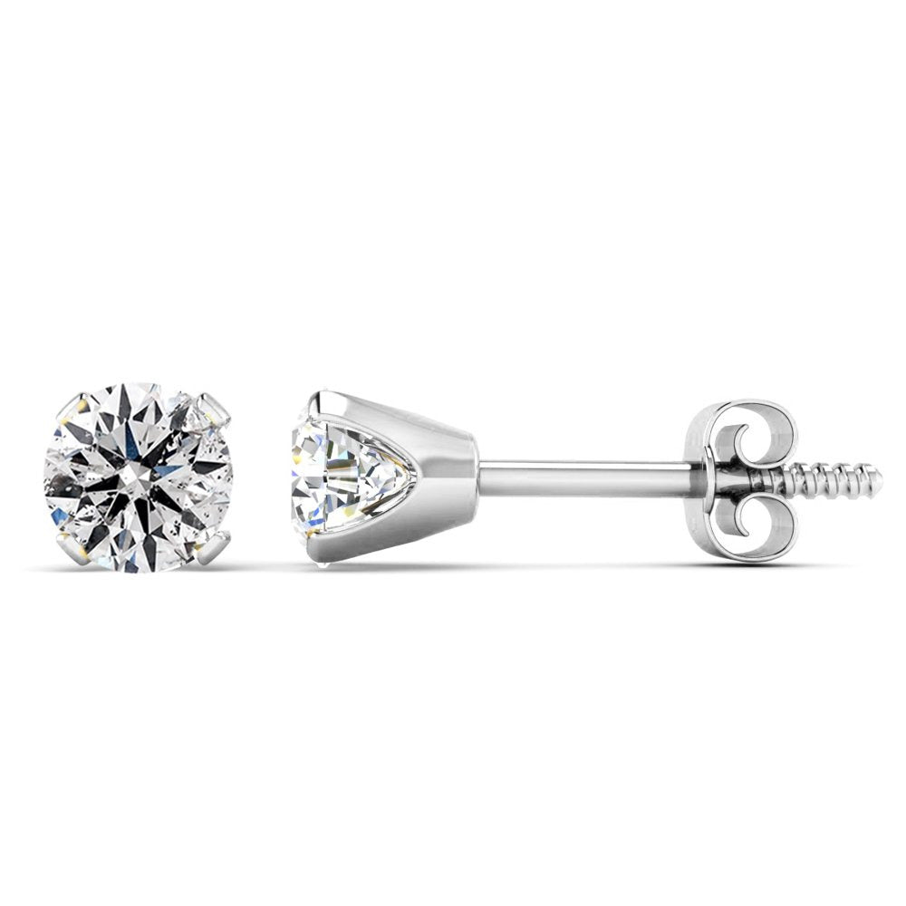 Nearly 3/4 Carat Diamond Stud Earrings in 14 Karat White Gold for Women, Teens a