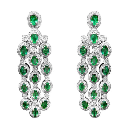 EMERALD OVAL SHAPE DIAMOND ROUND BRILLIANT SHAPE DANGLE